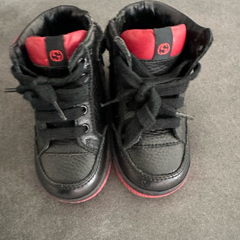 Kids Black and Red High-Top Sneakers